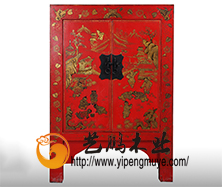 老榆木中式彩绘小柜1