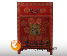 老榆木中式彩绘小柜3