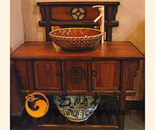 老榆木中式台盆柜3