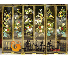 彩绘屏风6-富贵花鸟图