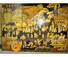 彩绘屏风9-街市繁华图