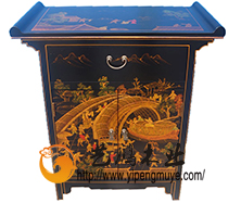 老榆木中式彩绘小柜11