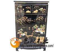 老榆木中式彩绘小柜16