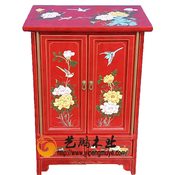 老榆木中式彩绘小柜17